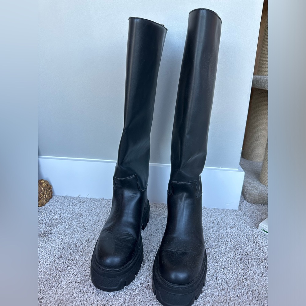 New lug sole tall black boots